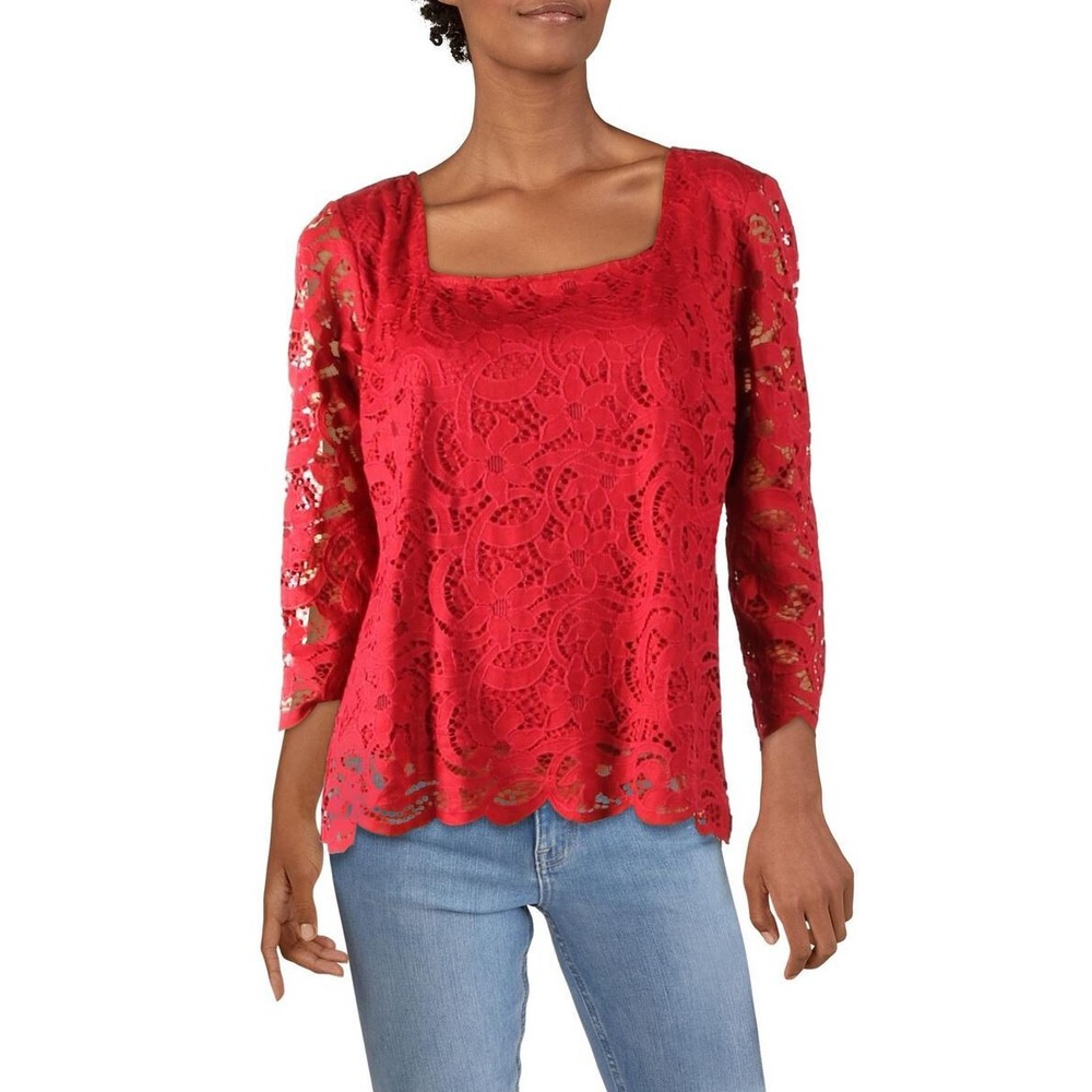 Nanette Lepore women blouse top shirt NW9F11W01 sangria red cotton sz S $98